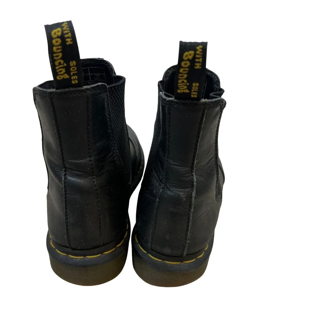 Dr. Martens 2976‎ Black Leather Chelsea Boots Yellow Stitch Mens 9 Womens 10